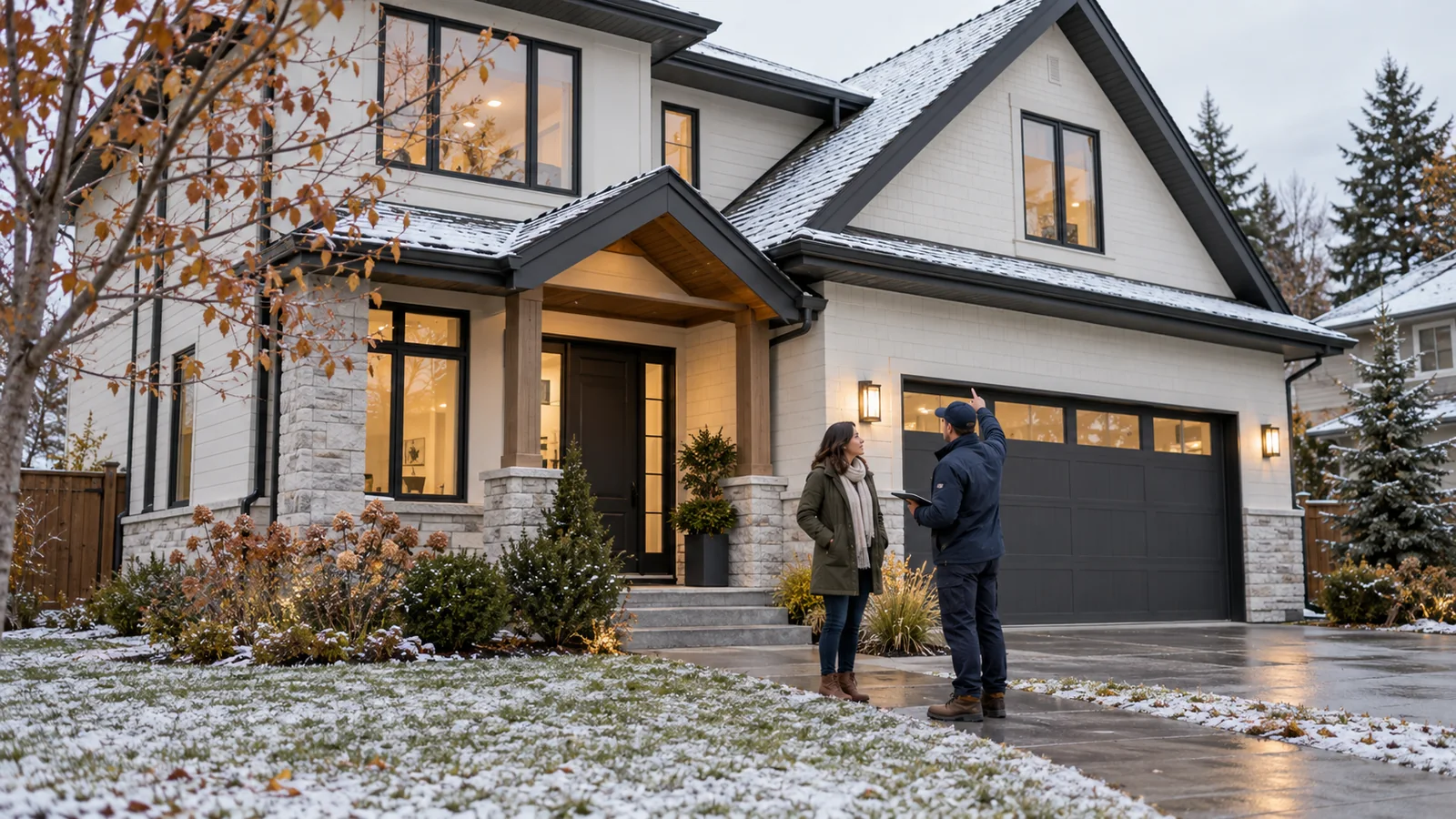 Canadian homeowner preparing a house for winter with help from a home service professional