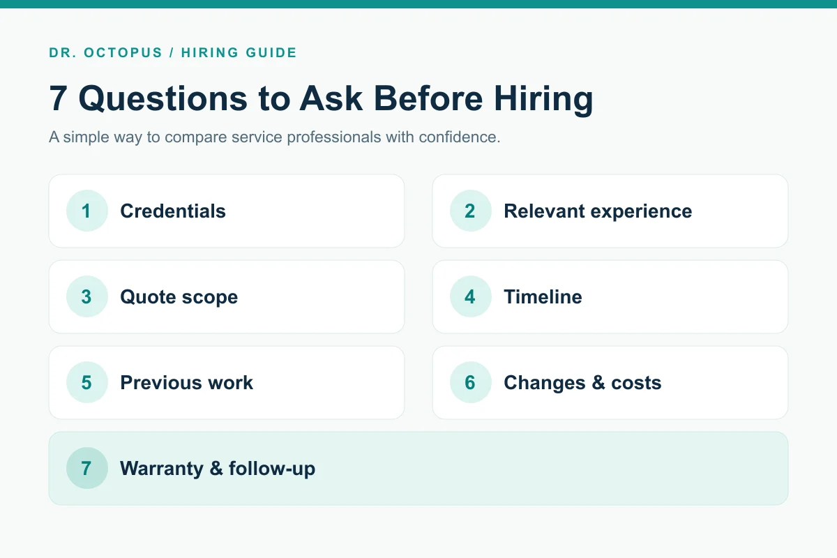 Seven questions to ask before hiring a service professional
